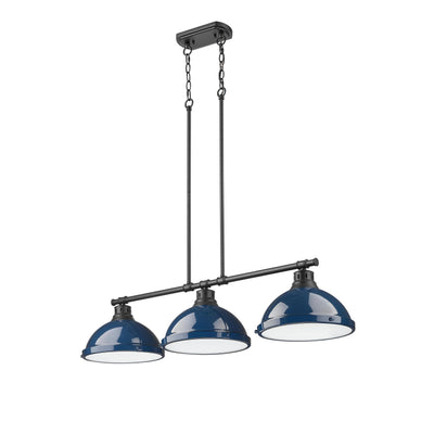 Yep by Golden Lighting Duncan 3-light Island Light in Matte Black and Navy Blue shade - - Golden Lighting