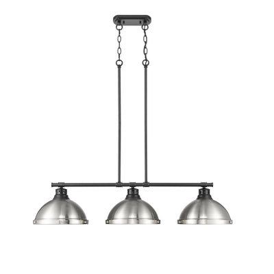 Yep by Golden Lighting Duncan 3-light Island Light in Matte Black and Pewter shade - - Golden Lighting