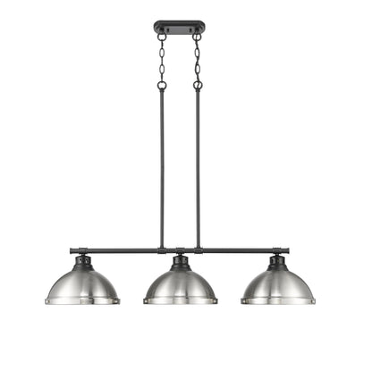Yep by Golden Lighting Duncan 3-light Island Light in Matte Black and Pewter shade - - Golden Lighting