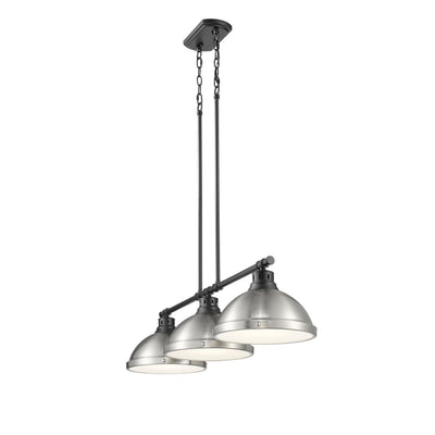 Yep by Golden Lighting Duncan 3-light Island Light in Matte Black and Pewter shade - - Golden Lighting