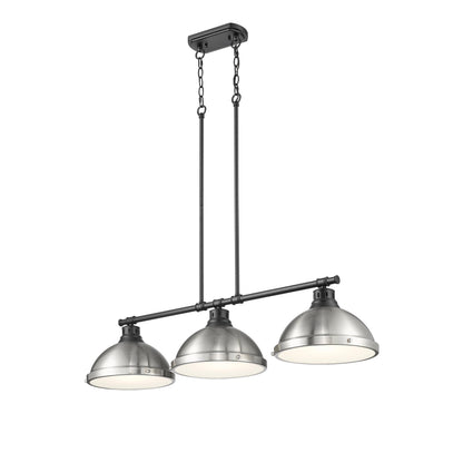 Yep by Golden Lighting Duncan 3-light Island Light in Matte Black and Pewter shade - - Golden Lighting