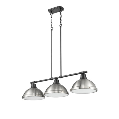 Yep by Golden Lighting Duncan 3-light Island Light in Matte Black and Pewter shade - - Golden Lighting
