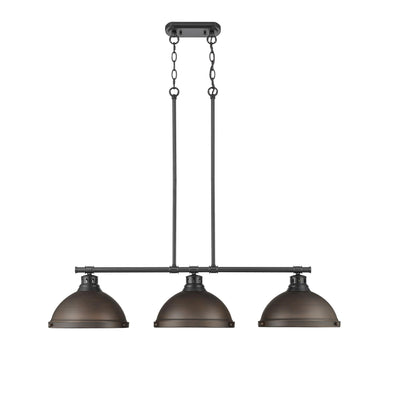 Yep by Golden Lighting Duncan 3-light Island Light in Matte Black and Rubbed Bronze shade - - Golden Lighting