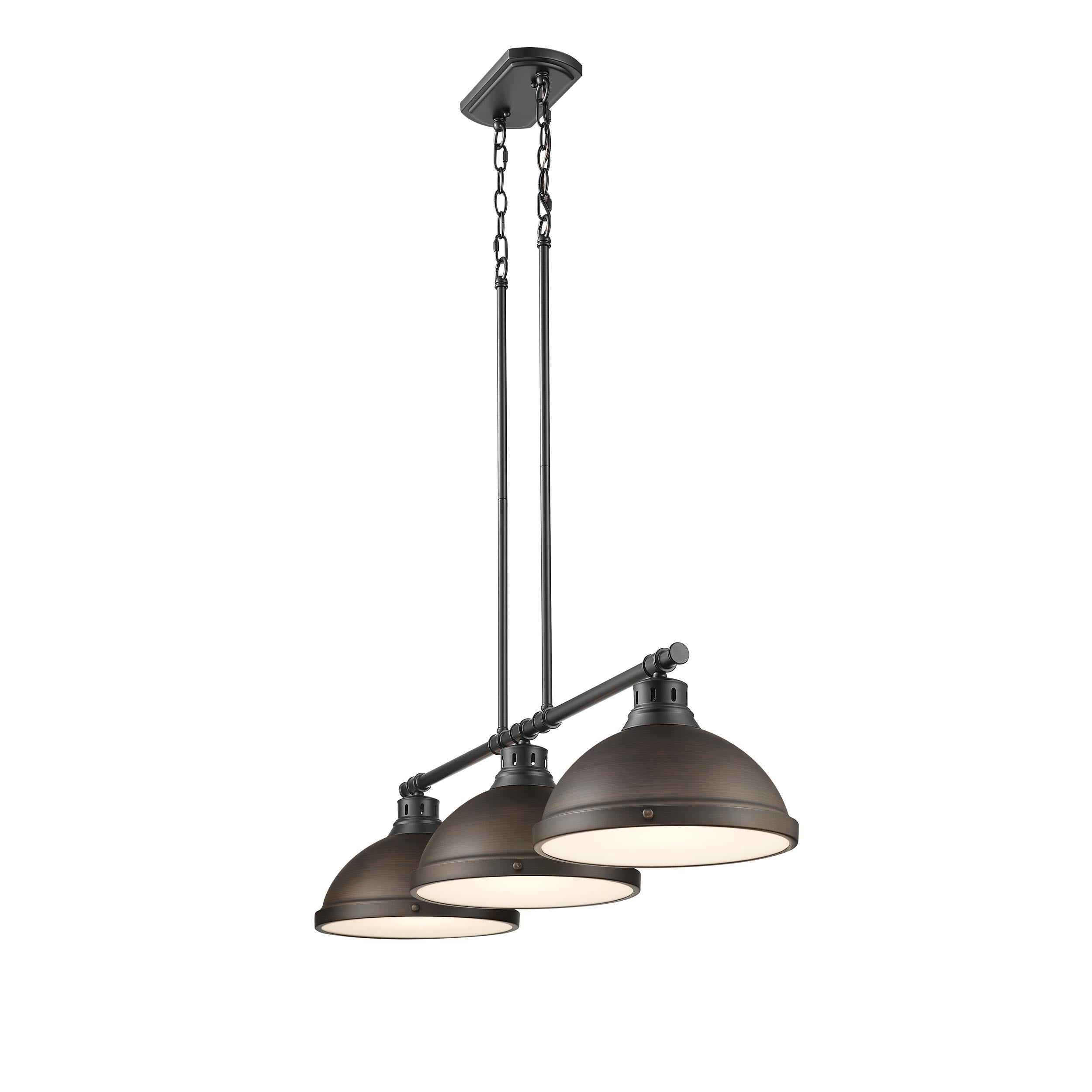 Yep by Golden Lighting Duncan 3-light Island Light in Matte Black and Rubbed Bronze shade - - Golden Lighting