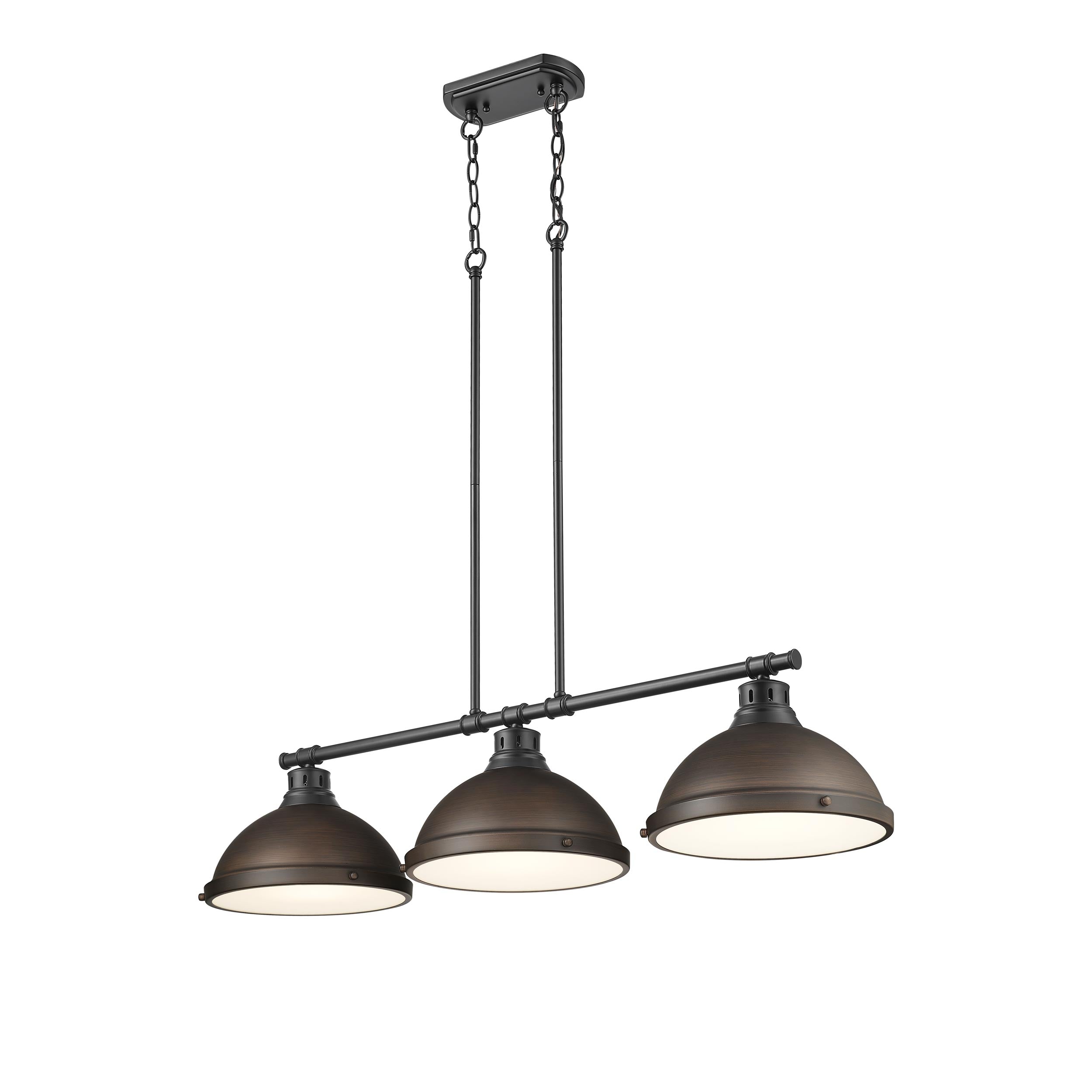 Yep by Golden Lighting Duncan 3-light Island Light in Matte Black and Rubbed Bronze shade - - Golden Lighting