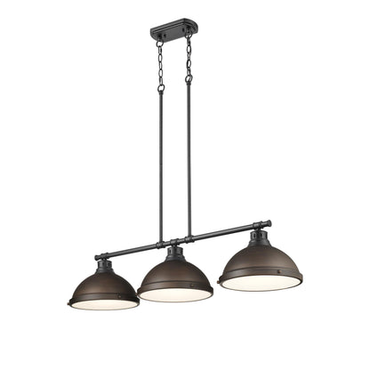 Yep by Golden Lighting Duncan 3-light Island Light in Matte Black and Rubbed Bronze shade - - Golden Lighting
