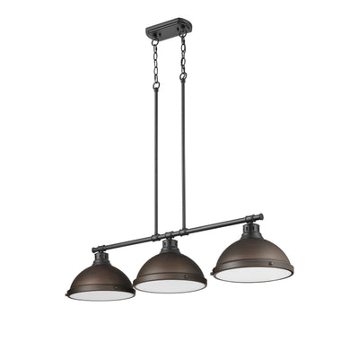 Yep by Golden Lighting Duncan 3-light Island Light in Matte Black and Rubbed Bronze shade - - Golden Lighting