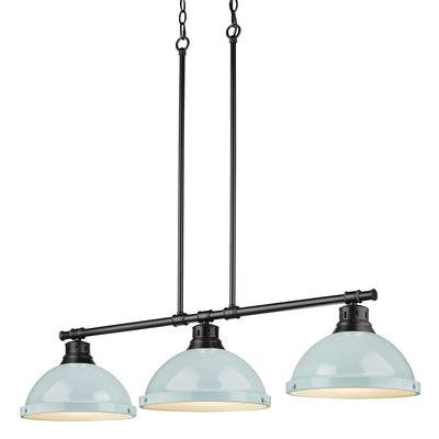 Yep by Golden Lighting Duncan 3-light Island Light in Matte Black and Seafoam shade - - Golden Lighting