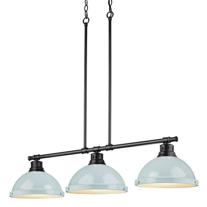 Yep by Golden Lighting Duncan 3-light Island Light in Matte Black and Seafoam shade - - Golden Lighting