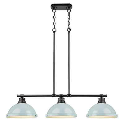 Yep by Golden Lighting Duncan 3-light Island Light in Matte Black and Seafoam shade - - Golden Lighting