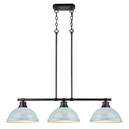 Yep by Golden Lighting Duncan 3-light Island Light in Matte Black and Seafoam shade - - Golden Lighting