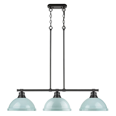 Yep by Golden Lighting Duncan 3-light Island Light in Matte Black and Seafoam shade - - Golden Lighting