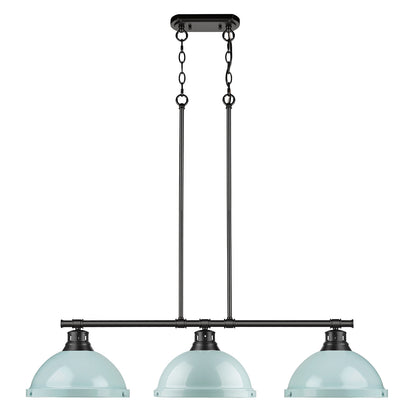 Yep by Golden Lighting Duncan 3-light Island Light in Matte Black and Seafoam shade - - Golden Lighting