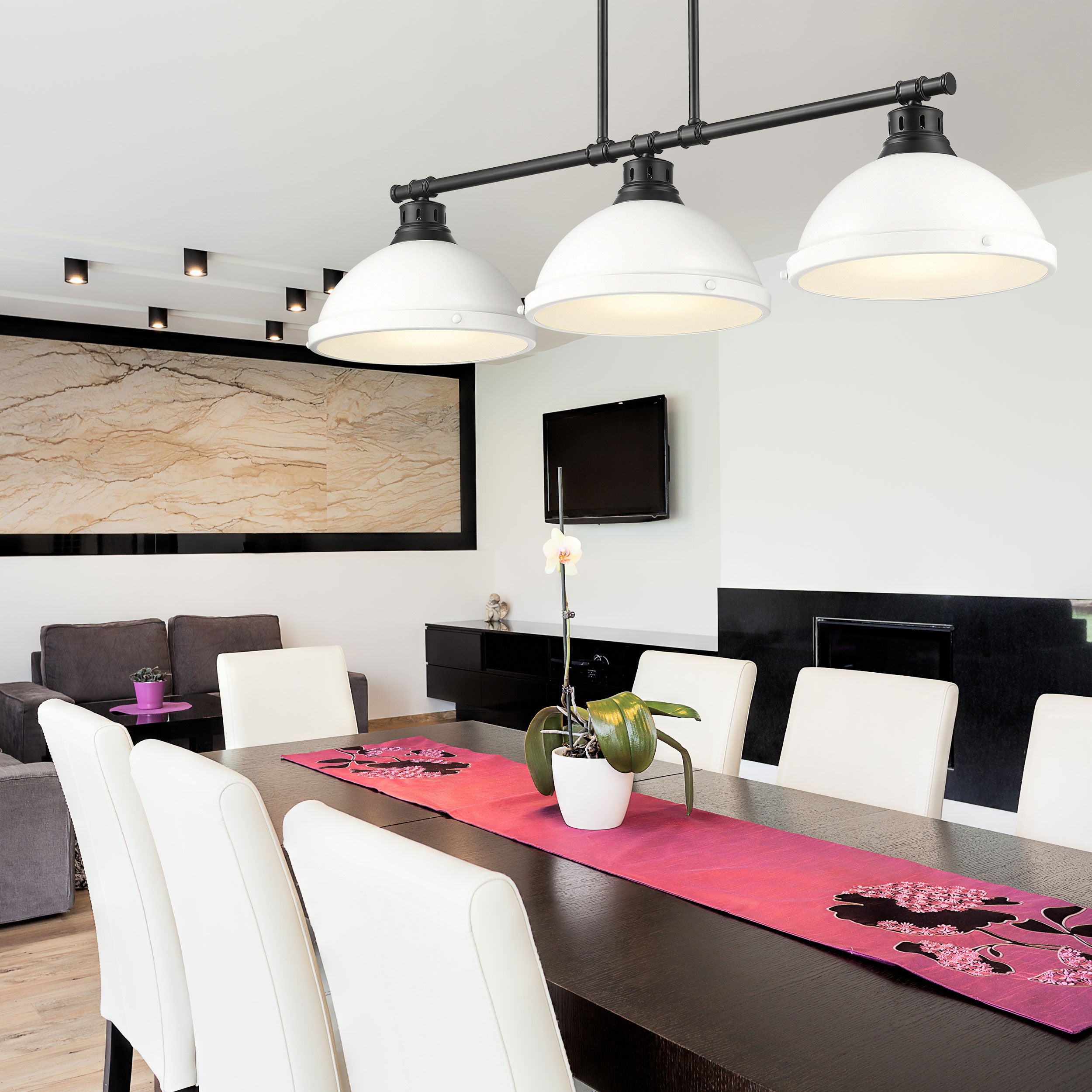Yep by Golden Lighting Duncan 3-light Island Light in Matte Black and Matte White shade - - Golden Lighting