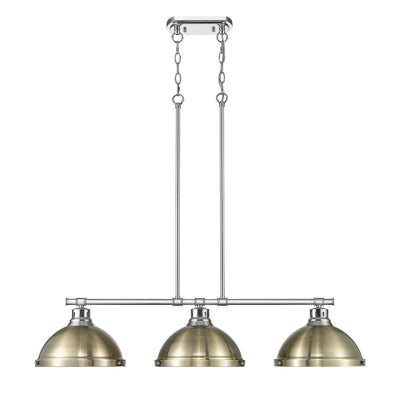 Yep by Golden Lighting Duncan 3-light Island Light in Chrome and Aged Brass shade - - Golden Lighting