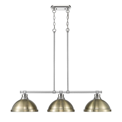 Yep by Golden Lighting Duncan 3-light Island Light in Chrome and Aged Brass shade - - Golden Lighting