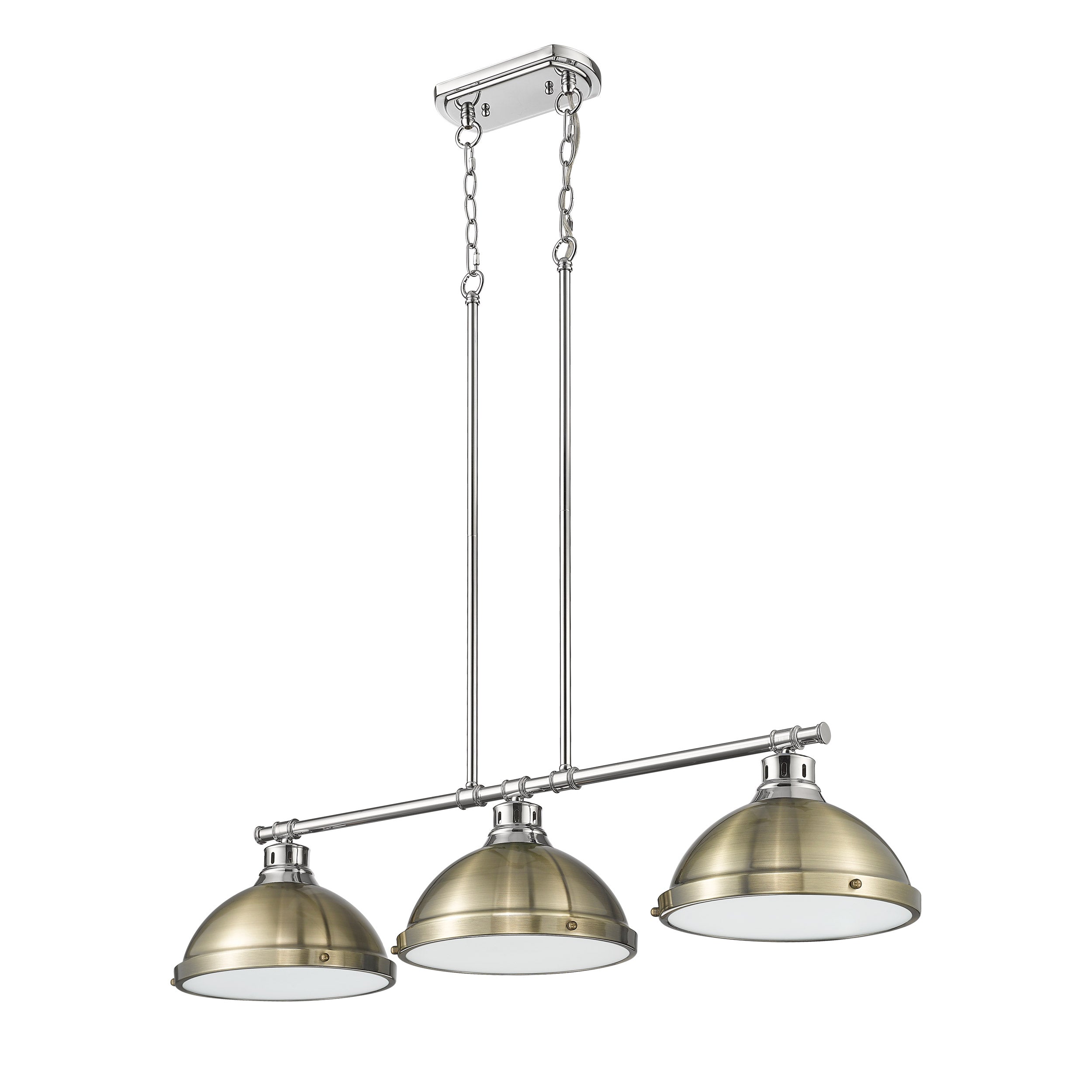 Yep by Golden Lighting Duncan 3-light Island Light in Chrome and Aged Brass shade - - Golden Lighting