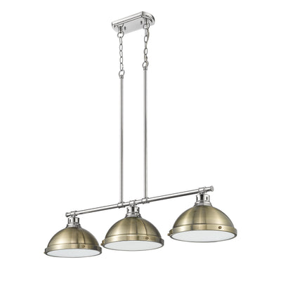 Yep by Golden Lighting Duncan 3-light Island Light in Chrome and Aged Brass shade - - Golden Lighting