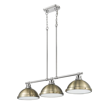 Yep by Golden Lighting Duncan 3-light Island Light in Chrome and Aged Brass shade - - Golden Lighting