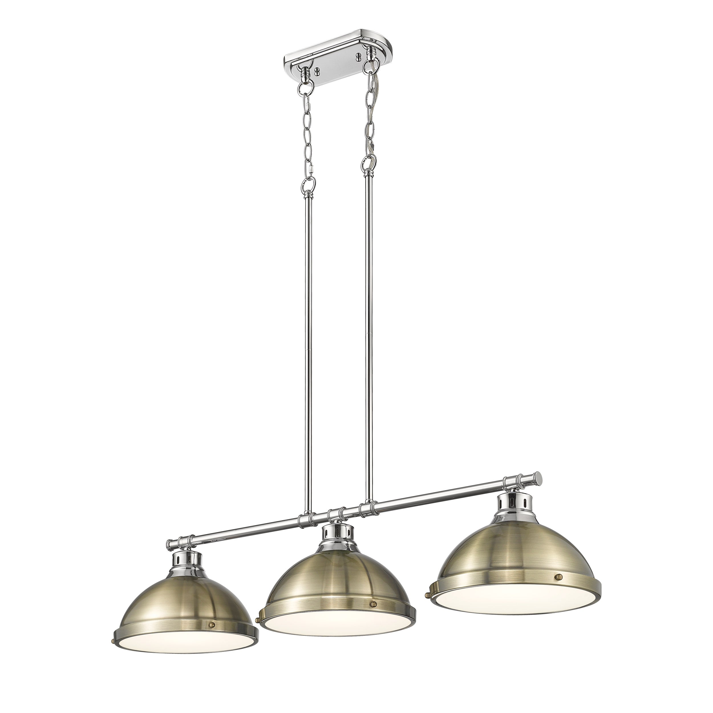 Yep by Golden Lighting Duncan 3-light Island Light in Chrome and Aged Brass shade - - Golden Lighting