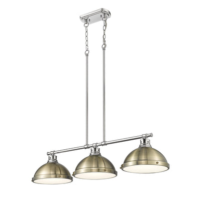 Yep by Golden Lighting Duncan 3-light Island Light in Chrome and Aged Brass shade - - Golden Lighting