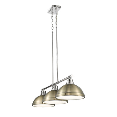 Yep by Golden Lighting Duncan 3-light Island Light in Chrome and Aged Brass shade - - Golden Lighting