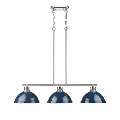 Yep by Golden Lighting Duncan 3-light Island Light in Chrome and Navy Blue shade - - Golden Lighting