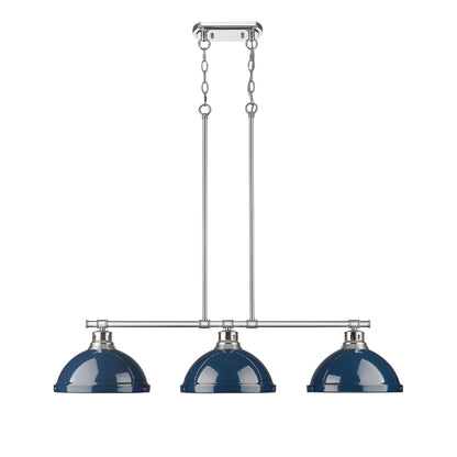 Yep by Golden Lighting Duncan 3-light Island Light in Chrome and Navy Blue shade - - Golden Lighting