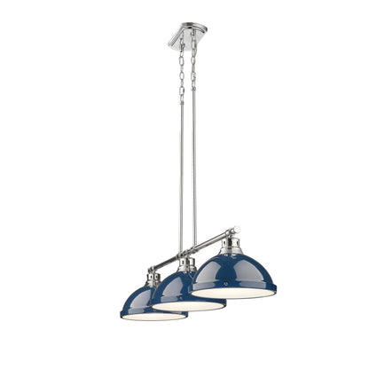 Yep by Golden Lighting Duncan 3-light Island Light in Chrome and Navy Blue shade - - Golden Lighting