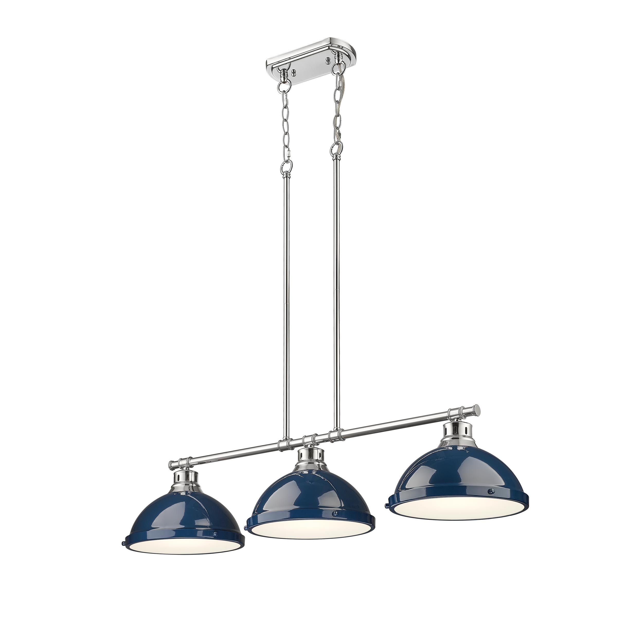 Yep by Golden Lighting Duncan 3-light Island Light in Chrome and Navy Blue shade - - Golden Lighting