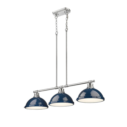 Yep by Golden Lighting Duncan 3-light Island Light in Chrome and Navy Blue shade - - Golden Lighting