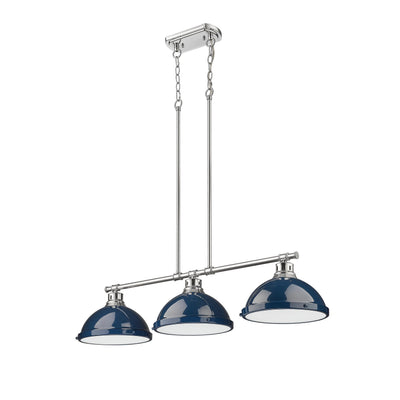 Yep by Golden Lighting Duncan 3-light Island Light in Chrome and Navy Blue shade - - Golden Lighting
