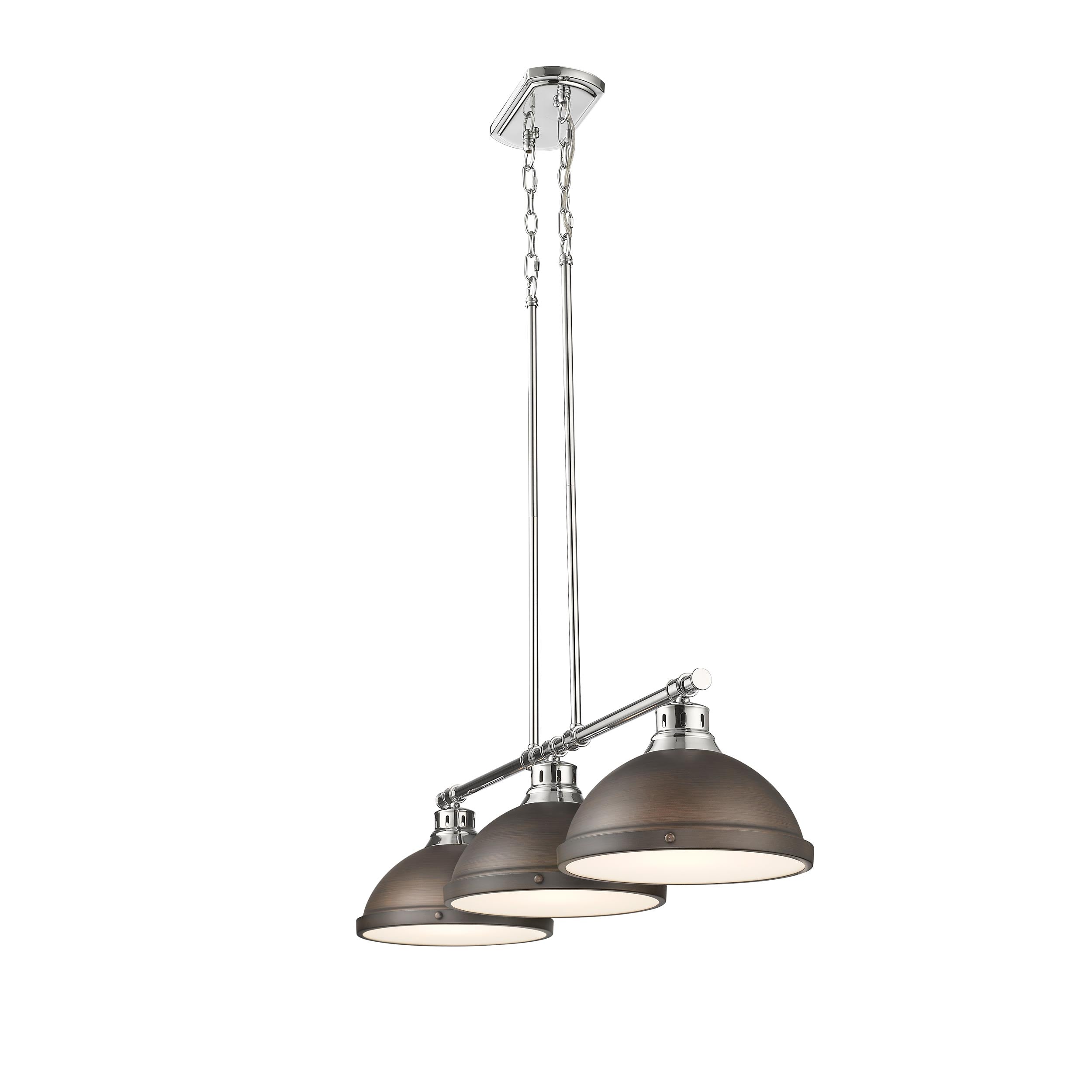 Yep by Golden Lighting Duncan 3-light Island Light in Chrome and Rubbed Bronze shade - - Golden Lighting