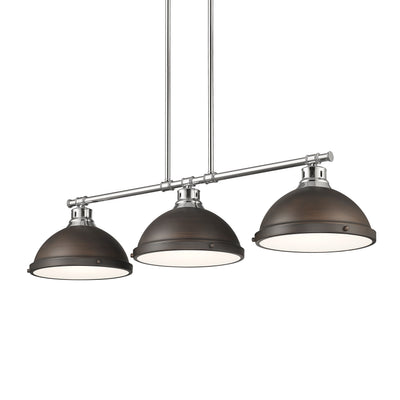 Yep by Golden Lighting Duncan 3-light Island Light in Chrome and Rubbed Bronze shade - - Golden Lighting