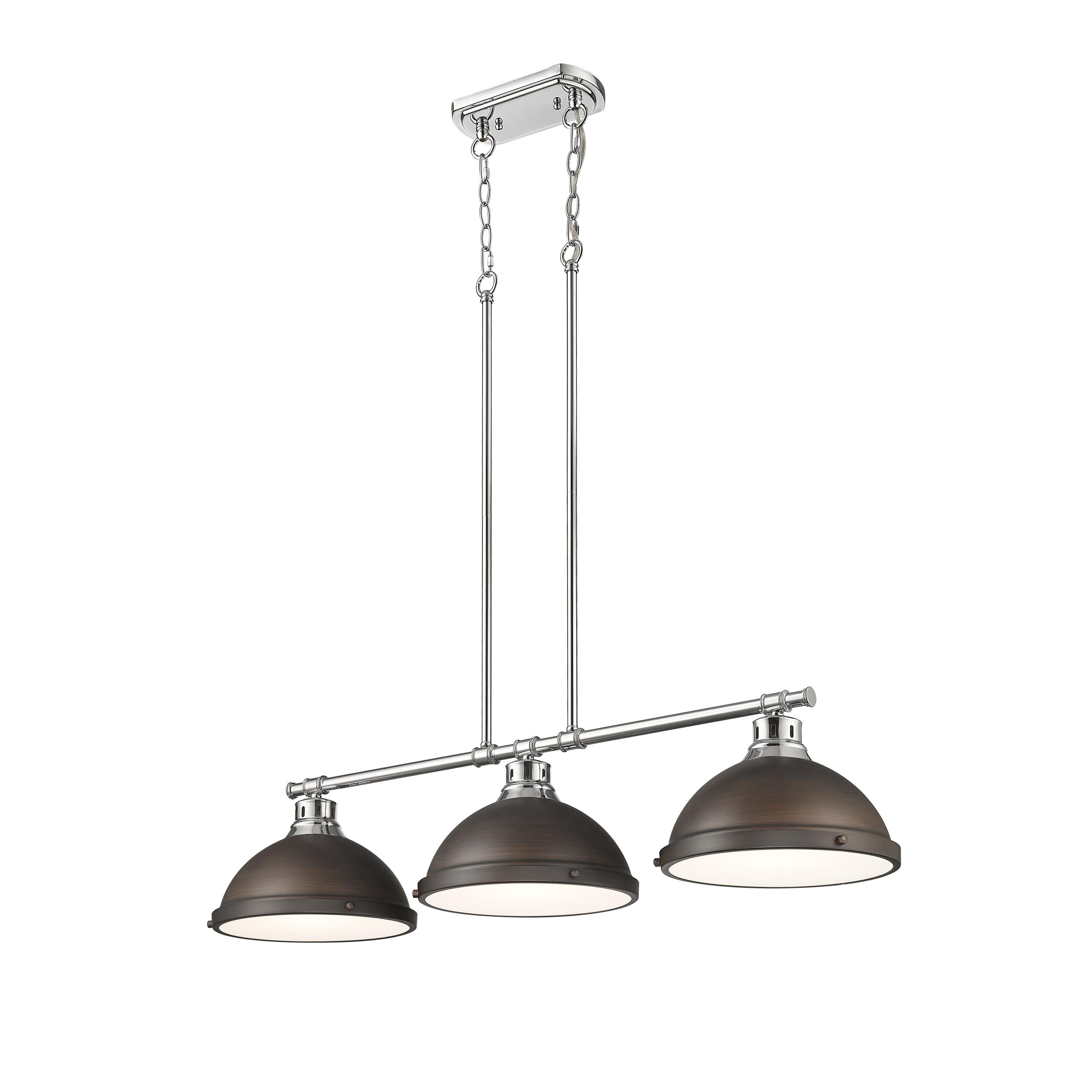 Yep by Golden Lighting Duncan 3-light Island Light in Chrome and Rubbed Bronze shade - - Golden Lighting