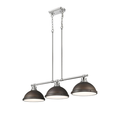 Yep by Golden Lighting Duncan 3-light Island Light in Chrome and Rubbed Bronze shade - - Golden Lighting