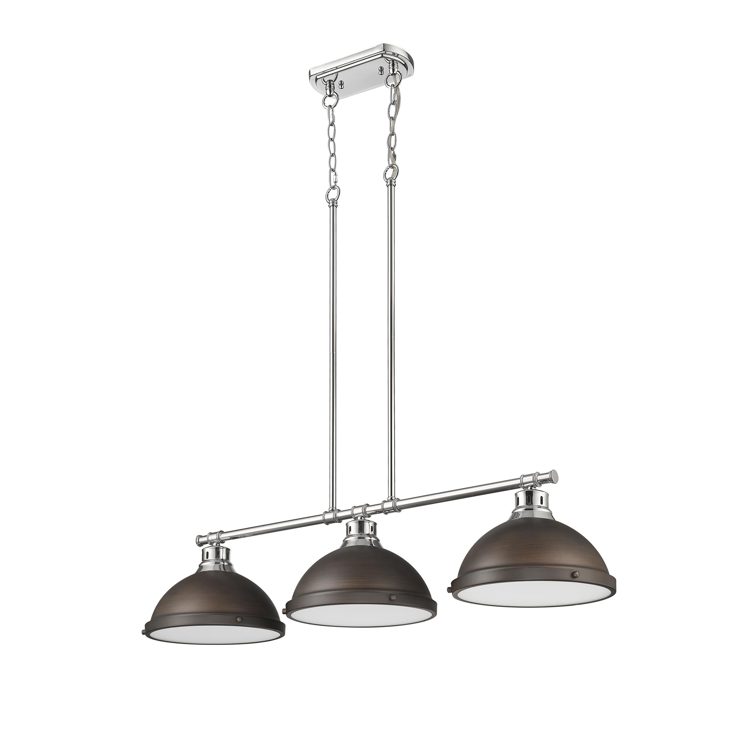 Yep by Golden Lighting Duncan 3-light Island Light in Chrome and Rubbed Bronze shade - - Golden Lighting