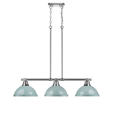 Yep by Golden Lighting Duncan 3-light Island Light in Chrome and Seafoam shade - - Golden Lighting