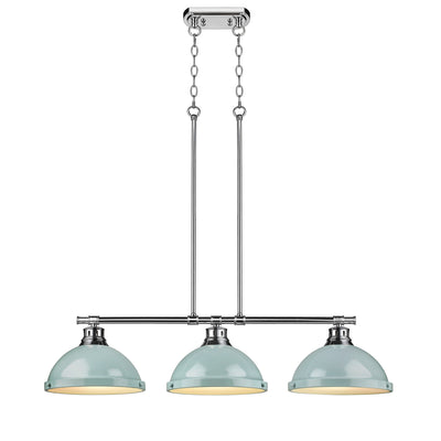 Yep by Golden Lighting Duncan 3-light Island Light in Chrome and Seafoam shade - - Golden Lighting