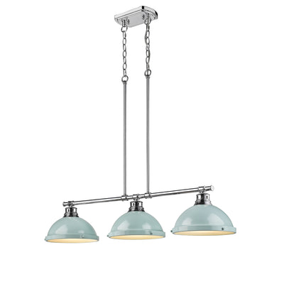 Yep by Golden Lighting Duncan 3-light Island Light in Chrome and Seafoam shade - - Golden Lighting
