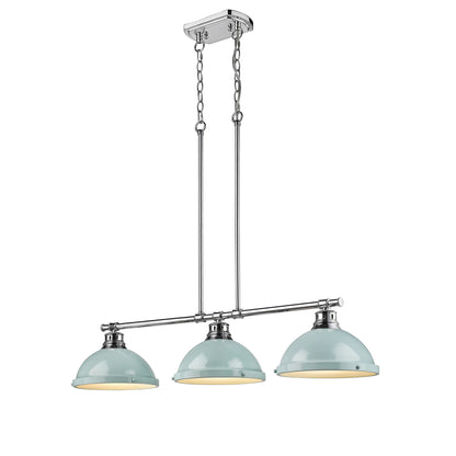 Yep by Golden Lighting Duncan 3-light Island Light in Chrome and Seafoam shade - - Golden Lighting