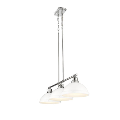 Yep by Golden Lighting Duncan 3-light Island Light in Chrome and Matte White shade - - Golden Lighting