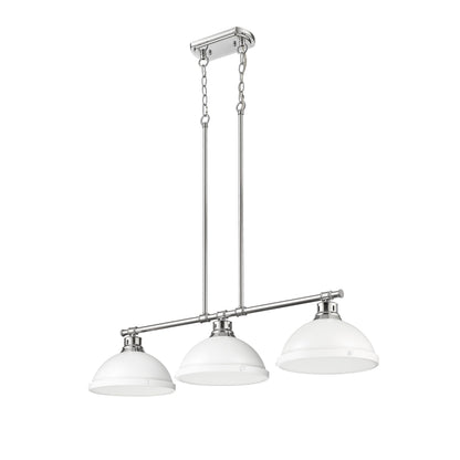 Yep by Golden Lighting Duncan 3-light Island Light in Chrome and Matte White shade - - Golden Lighting