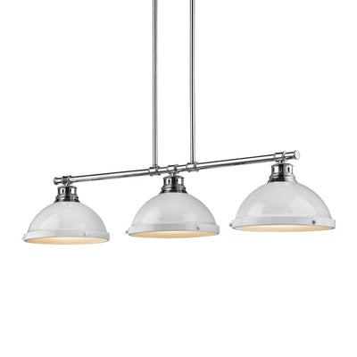Yep by Golden Lighting Duncan 3-light Island Light in Chrome and White shade - - Golden Lighting