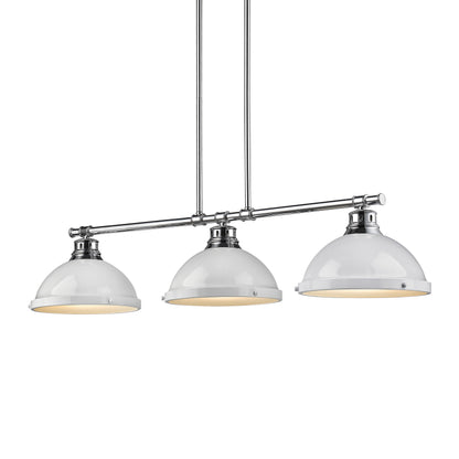 Yep by Golden Lighting Duncan 3-light Island Light in Chrome and White shade - - Golden Lighting