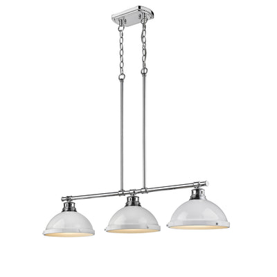 Yep by Golden Lighting Duncan 3-light Island Light in Chrome and White shade - - Golden Lighting