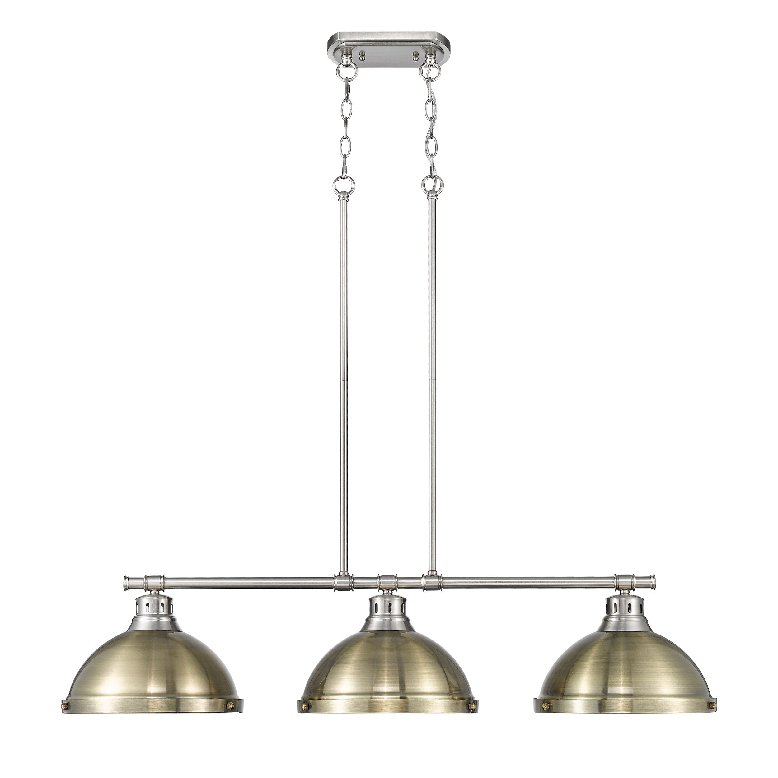 Yep by Golden Lighting Duncan 3-light Island Light in Pewter and Aged Brass shade - - Golden Lighting