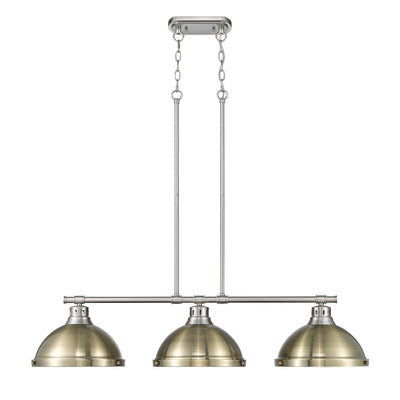 Yep by Golden Lighting Duncan 3-light Island Light in Pewter and Aged Brass shade - - Golden Lighting
