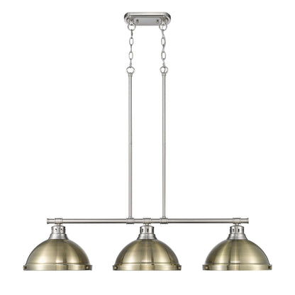 Yep by Golden Lighting Duncan 3-light Island Light in Pewter and Aged Brass shade - - Golden Lighting