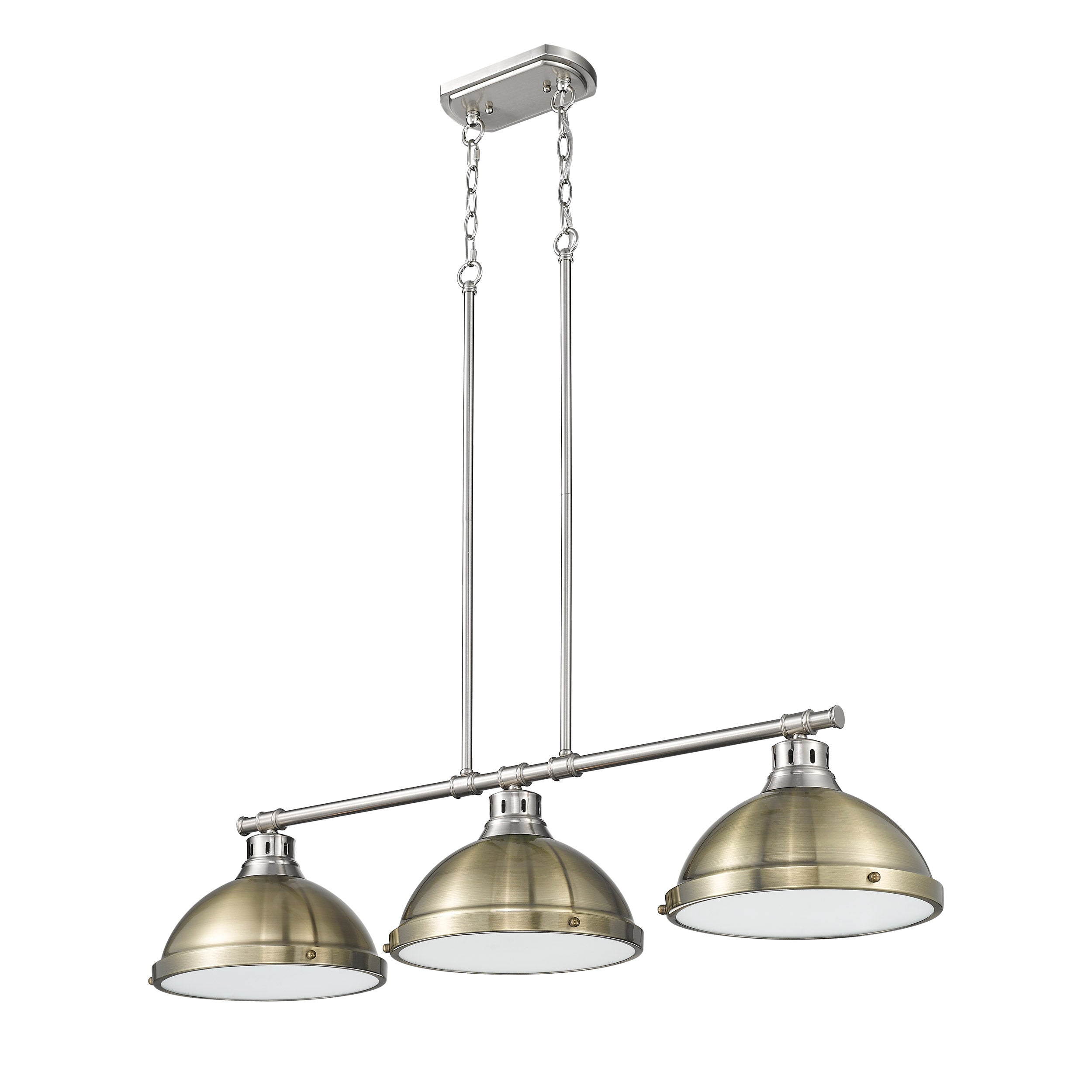 Yep by Golden Lighting Duncan 3-light Island Light in Pewter and Aged Brass shade - - Golden Lighting